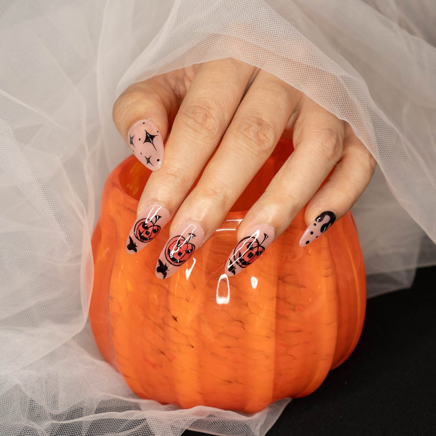 Gothic Harvest Moonset Halloween Press On Nail