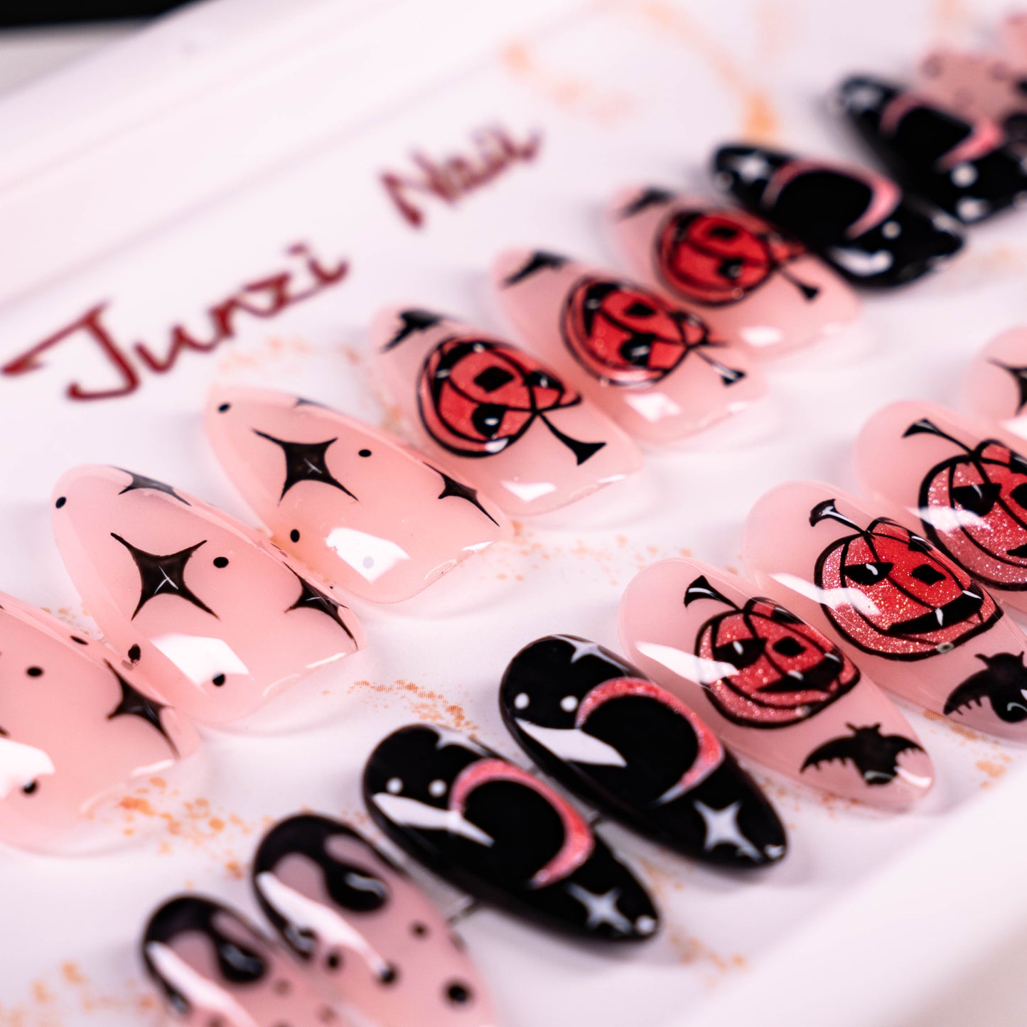 Gothic Harvest Moonset Halloween Press On Nail