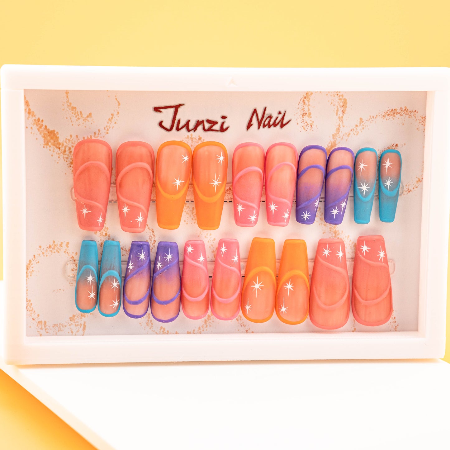 Gradient Color Star Press On Nail