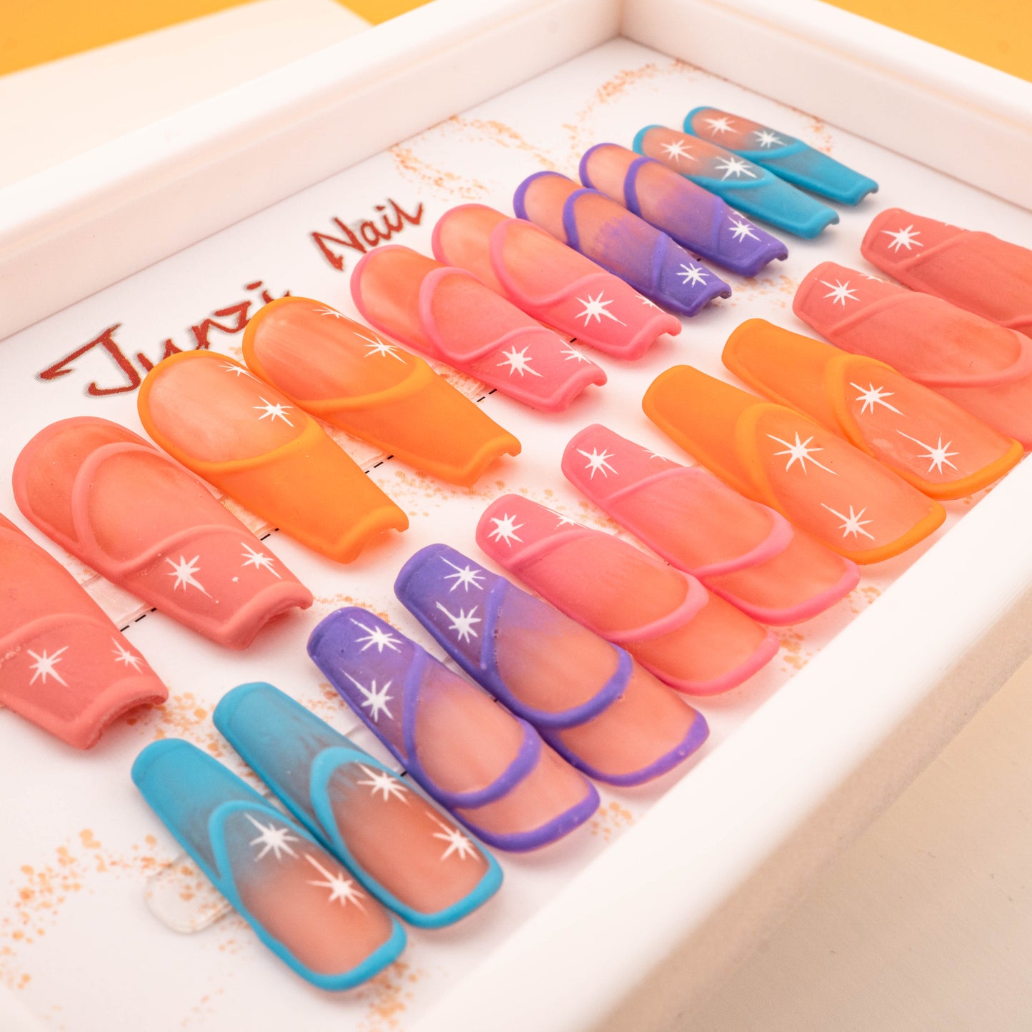 Gradient Color Star Press On Nail