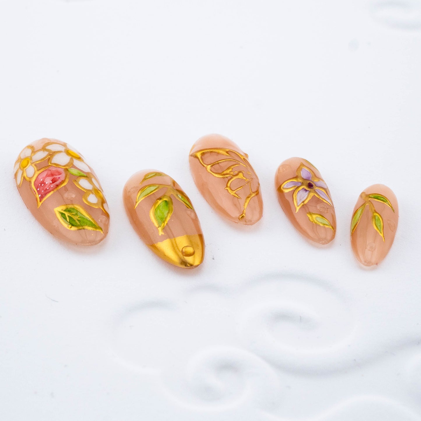 Golden Petal Symphony and Butterfly Press On Nail