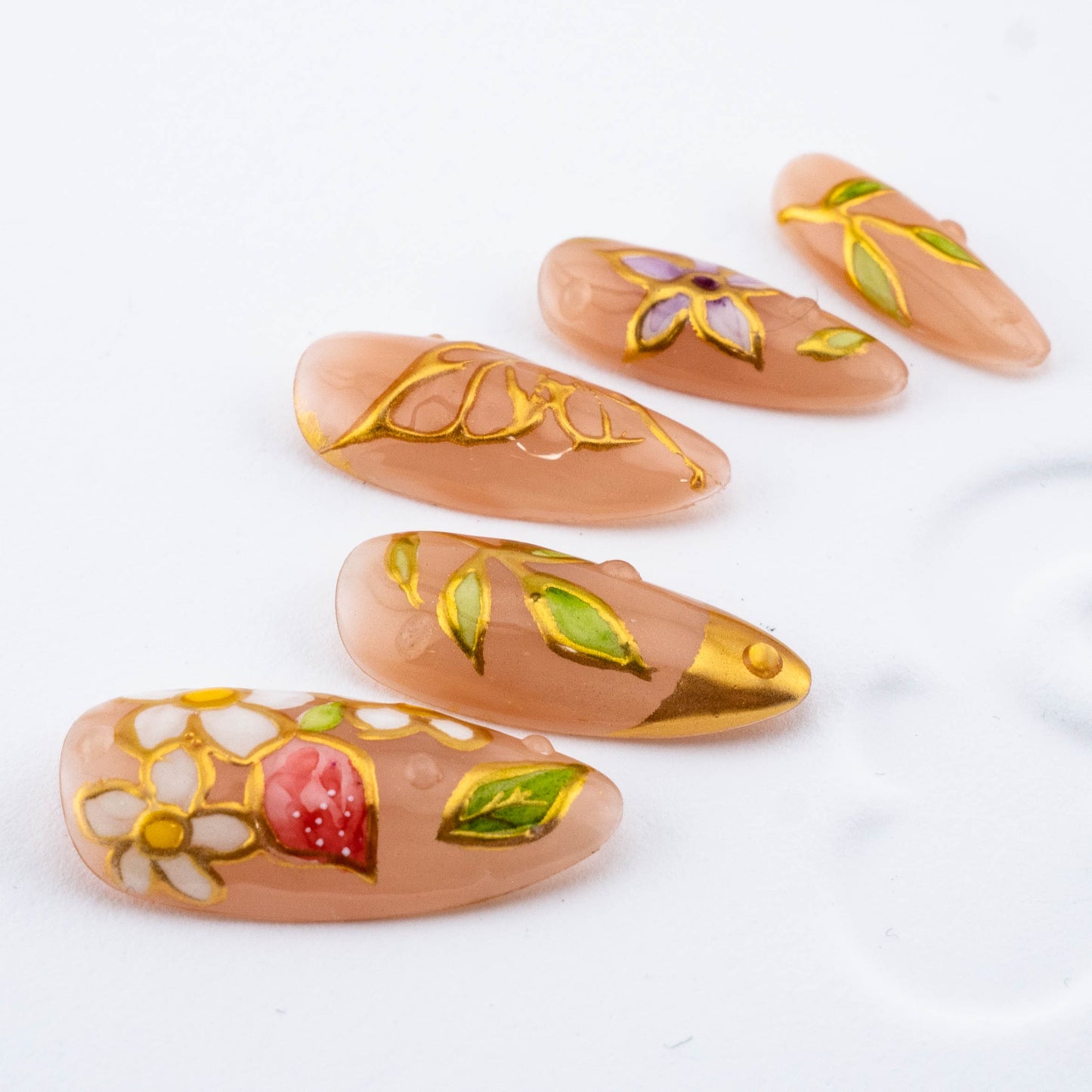 Golden Petal Symphony and Butterfly Press On Nail