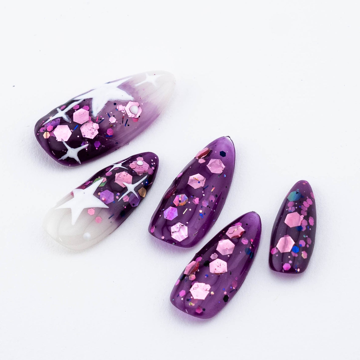 Galactic Twilight Glitter Press on Nail
