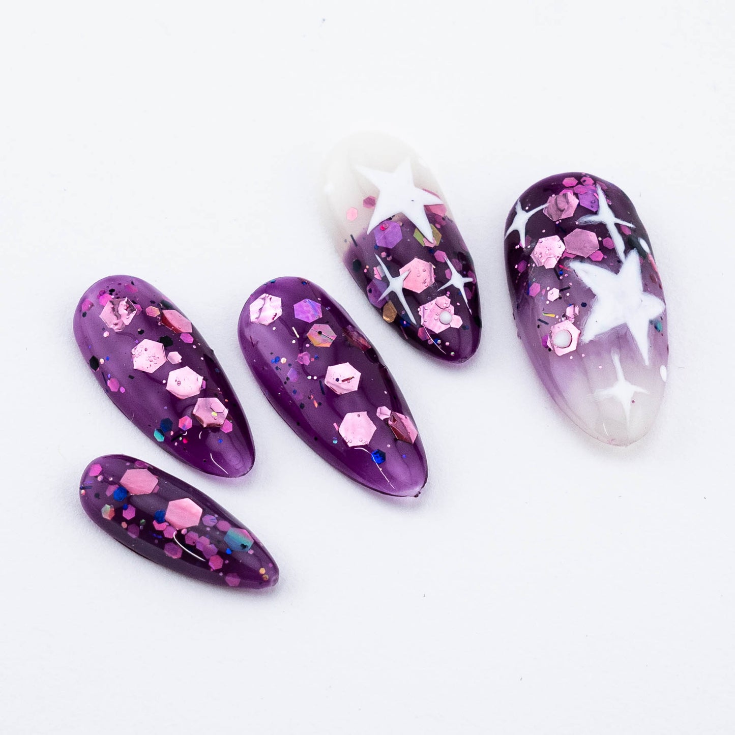 Galactic Twilight Glitter Press on Nail