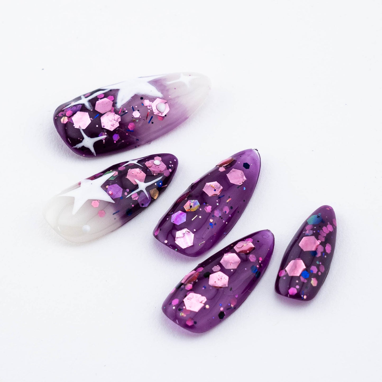 Galactic Twilight Glitter Press on Nail
