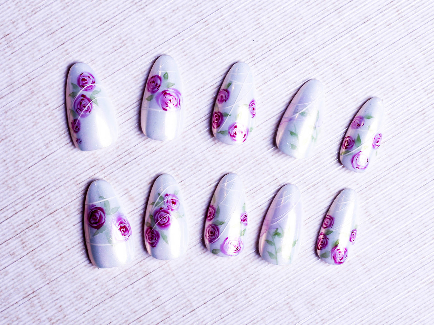 Chrome Whispering Roses Press On Nail