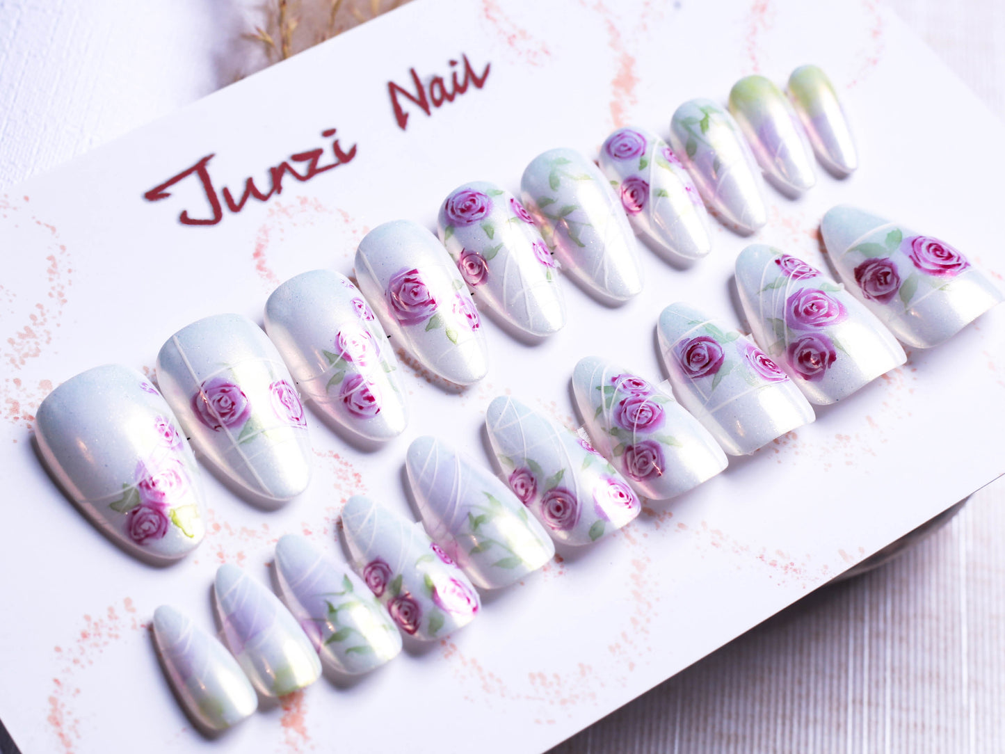 Chrome Whispering Roses Press On Nail
