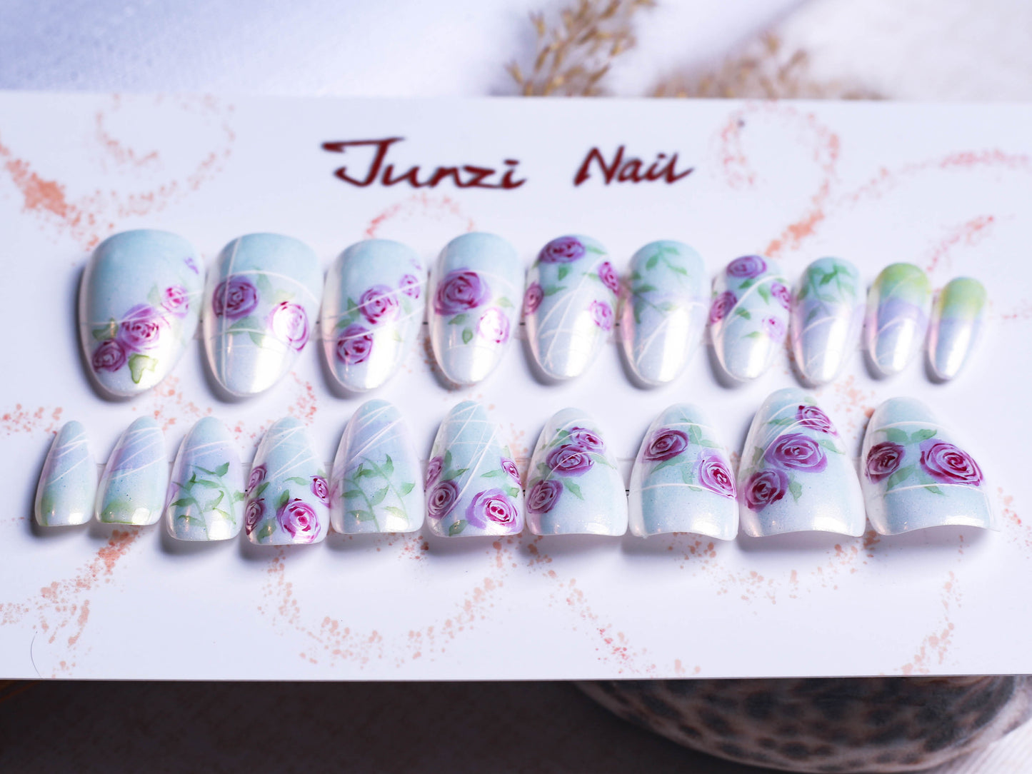 Chrome Whispering Roses Press On Nail