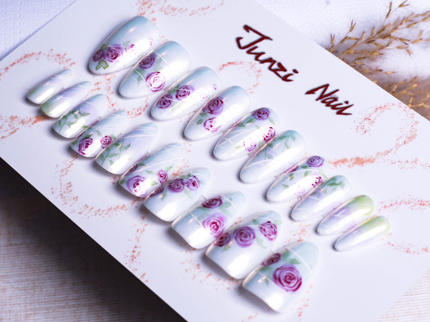 Chrome Whispering Roses Press On Nail