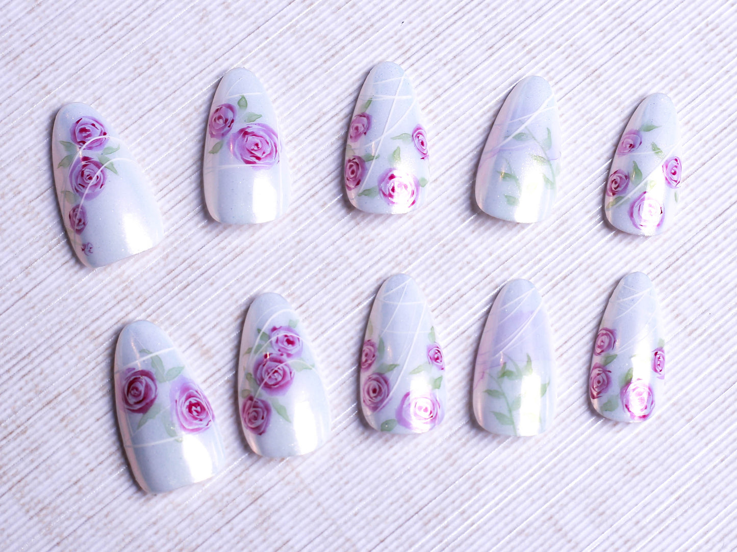 Chrome Whispering Roses Press On Nail