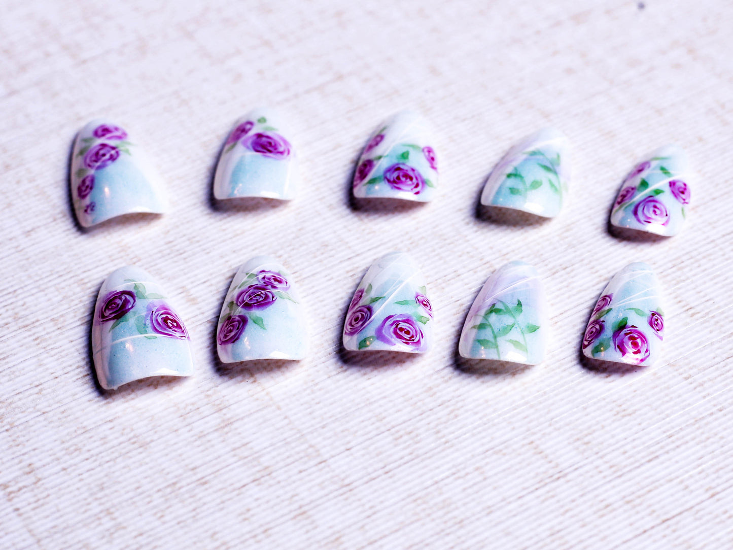Chrome Whispering Roses Press On Nail