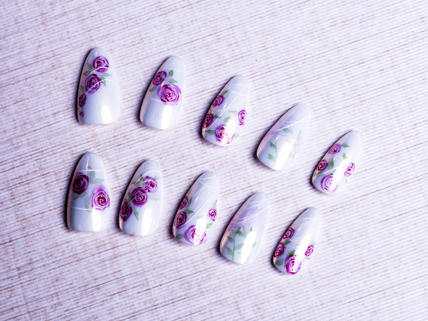 Chrome Whispering Roses Press On Nail