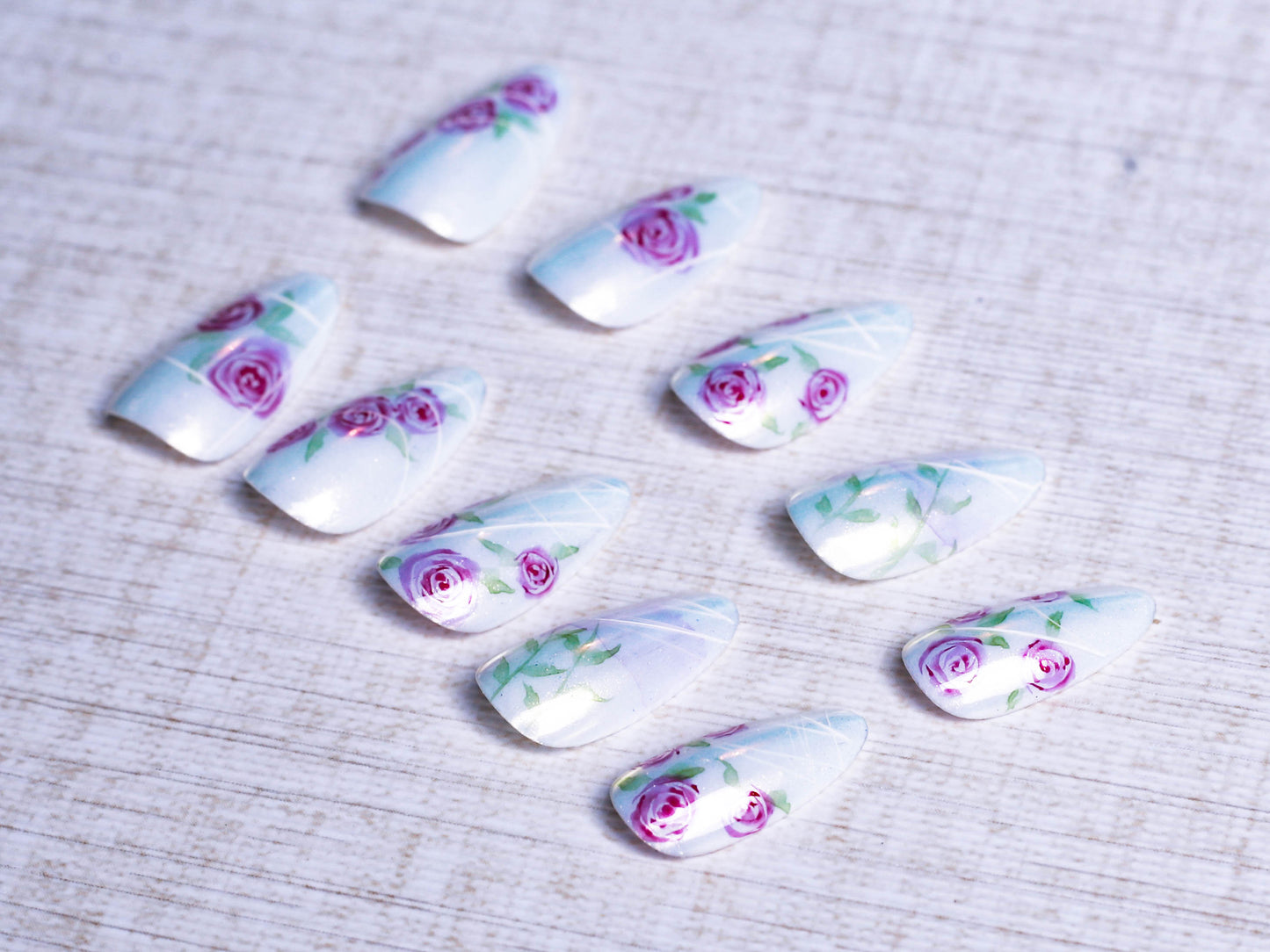 Chrome Whispering Roses Press On Nail