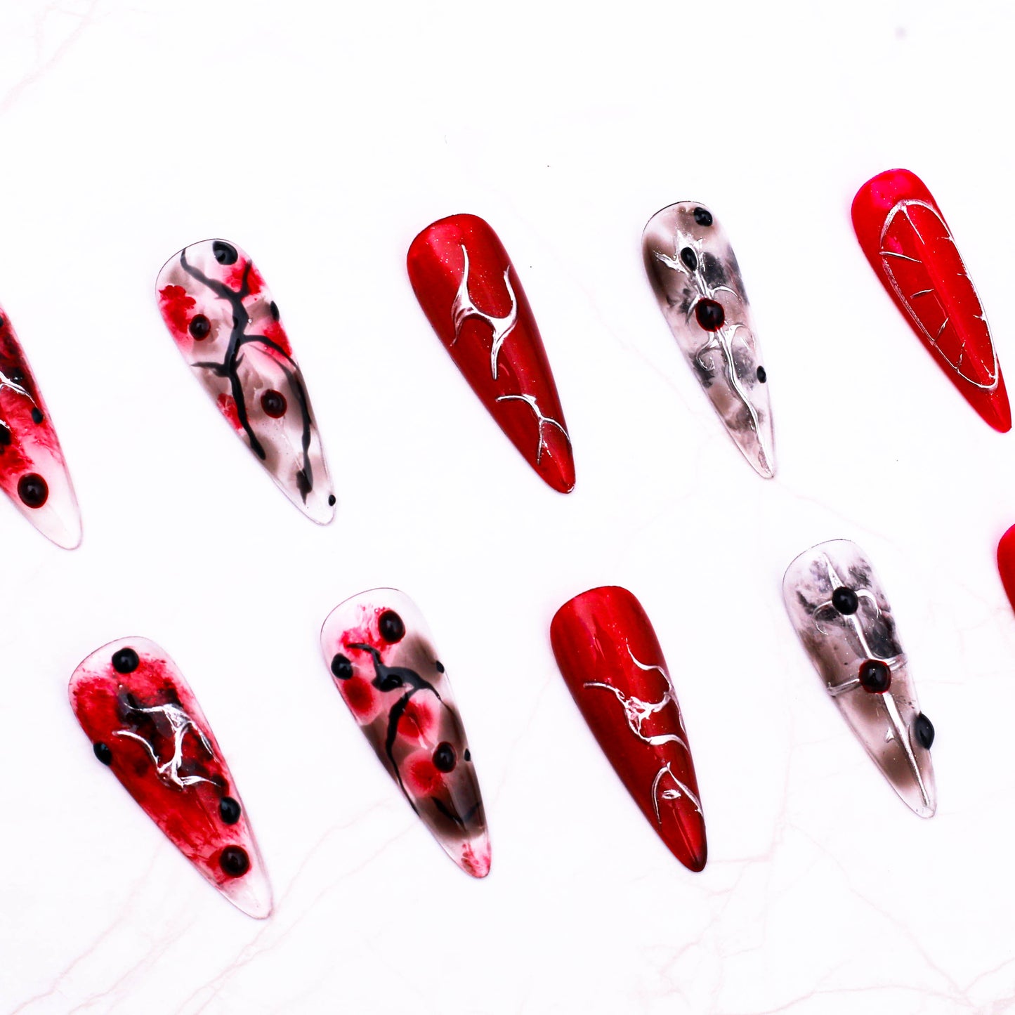 Crimson Noir Heart Press on Nail