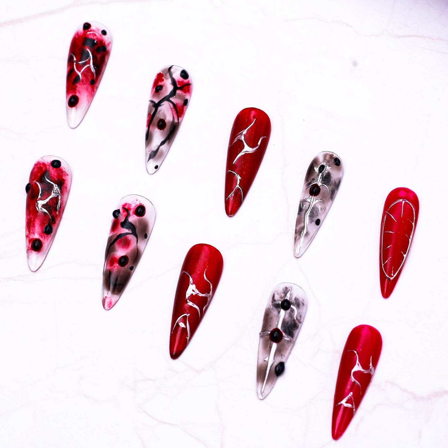 Crimson Noir Heart Press on Nail