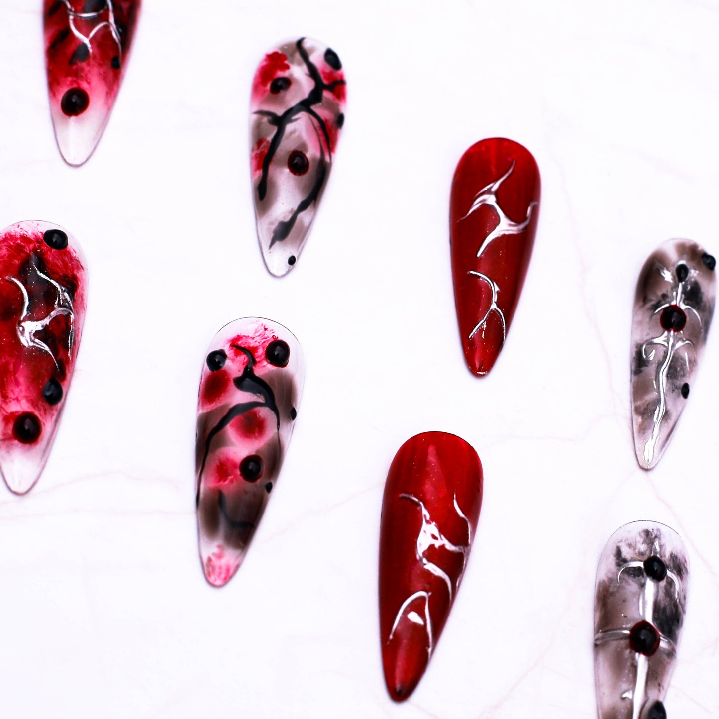Crimson Noir Heart Press on Nail
