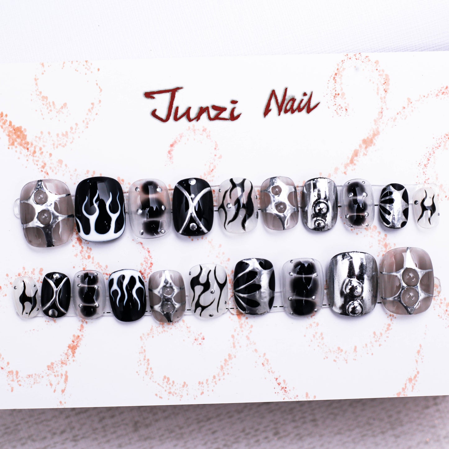 Monochrome Inferno Press On Nail