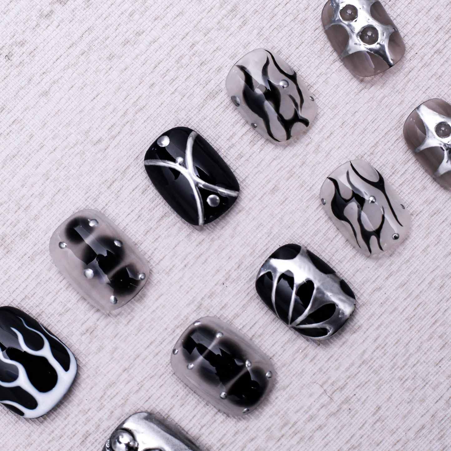 Monochrome Inferno Press On Nail