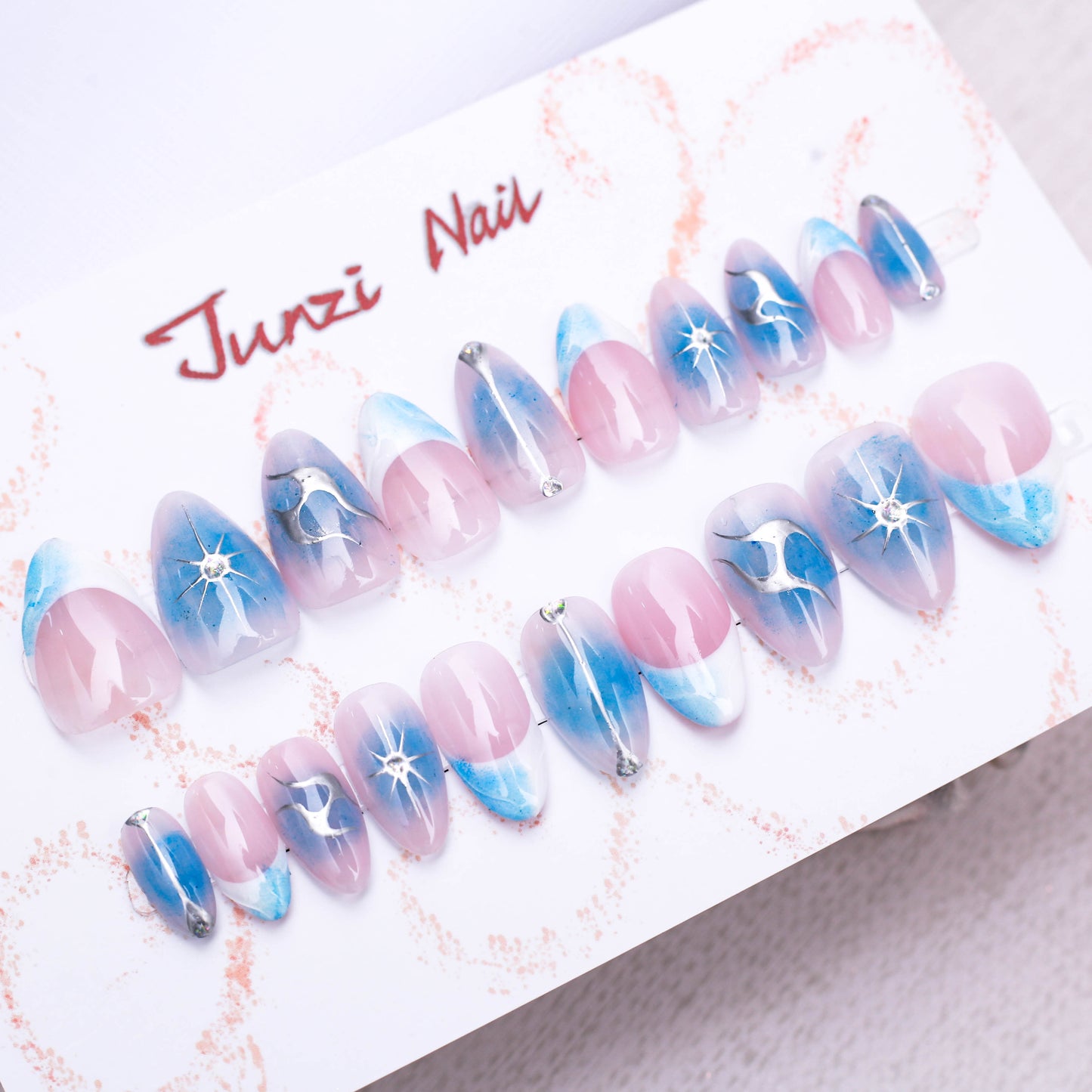 Metallic Swirls Crystal Press On Nail
