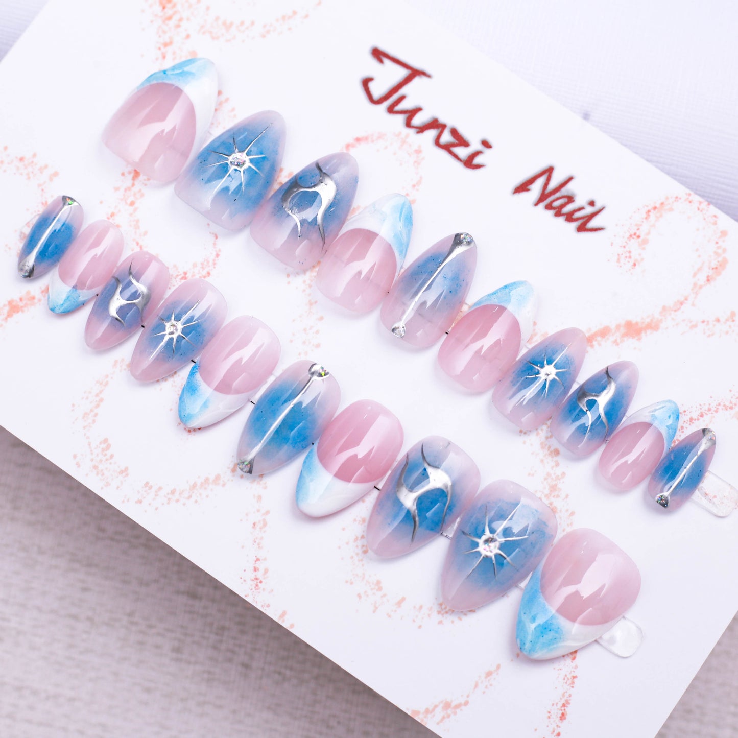 Metallic Swirls Crystal Press On Nail