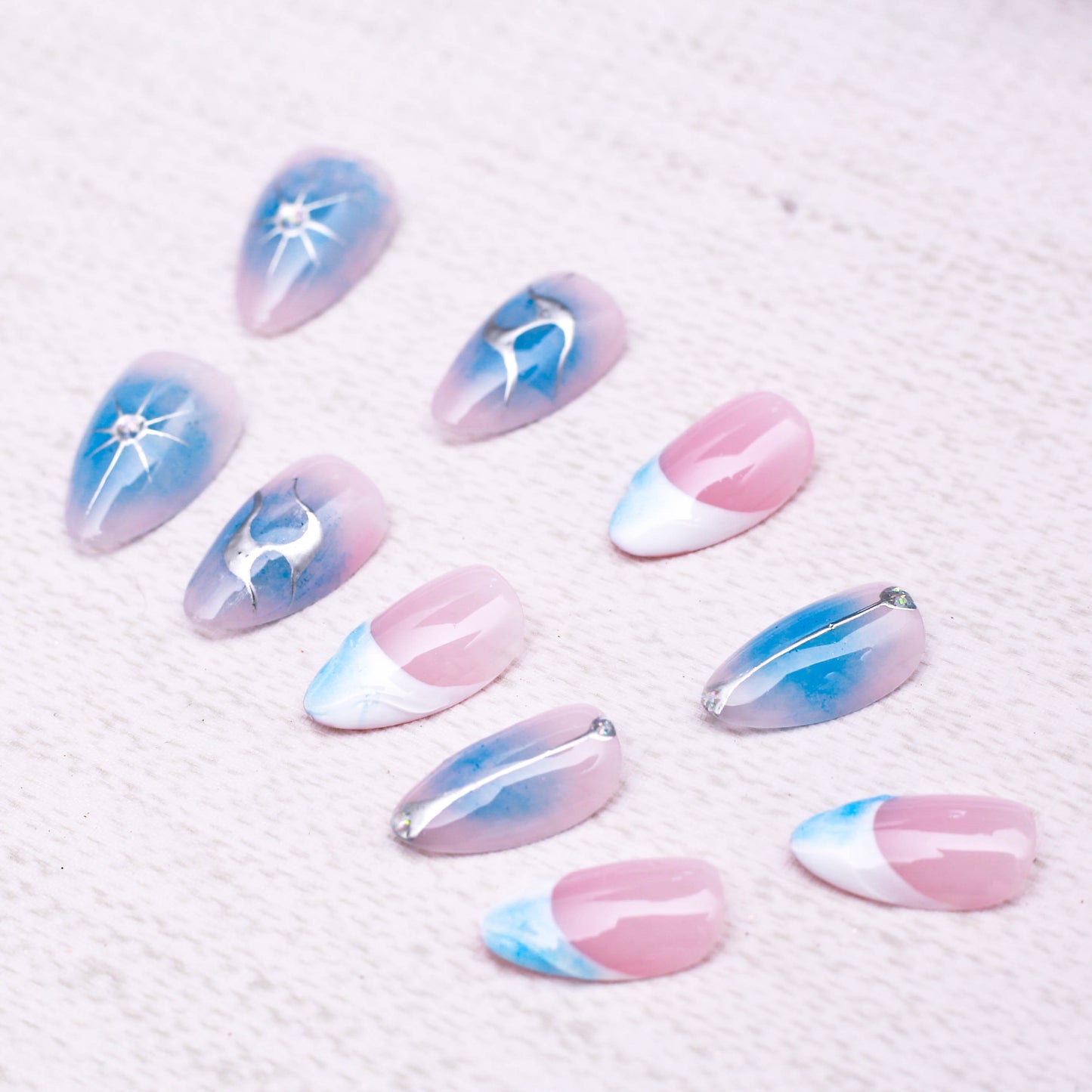 Metallic Swirls Crystal Press On Nail