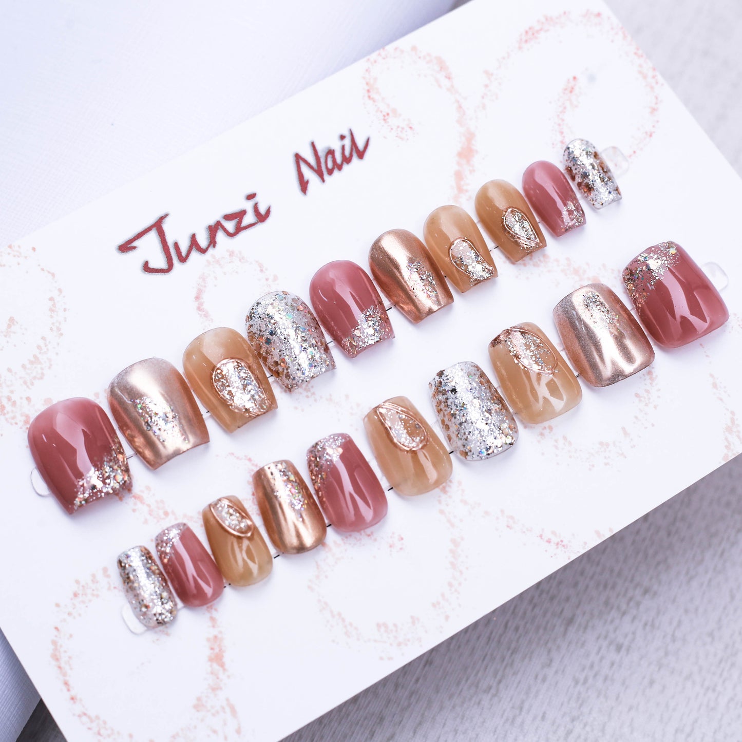 Glittering Copper Elegance Press On Nail