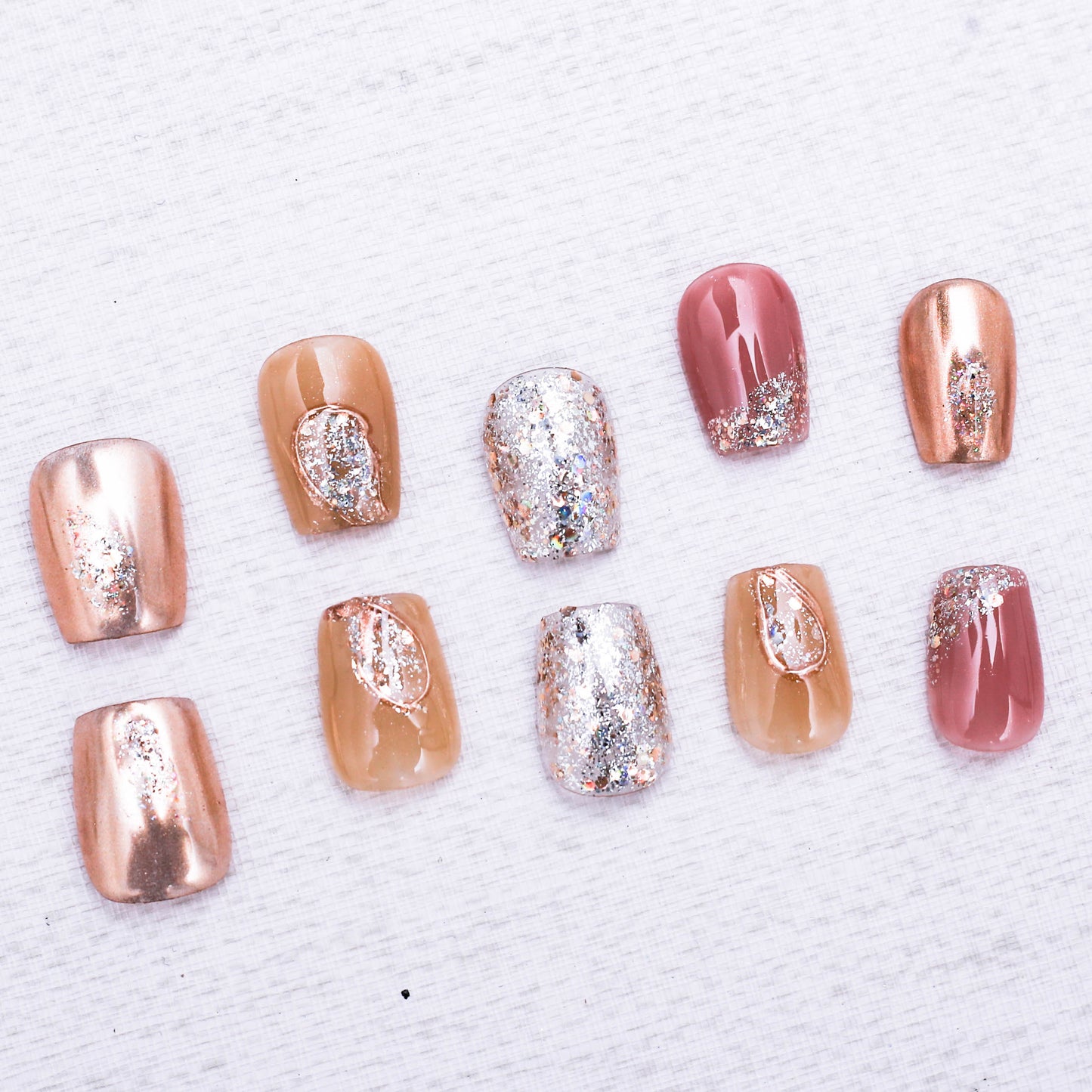 Glittering Copper Elegance Press On Nail