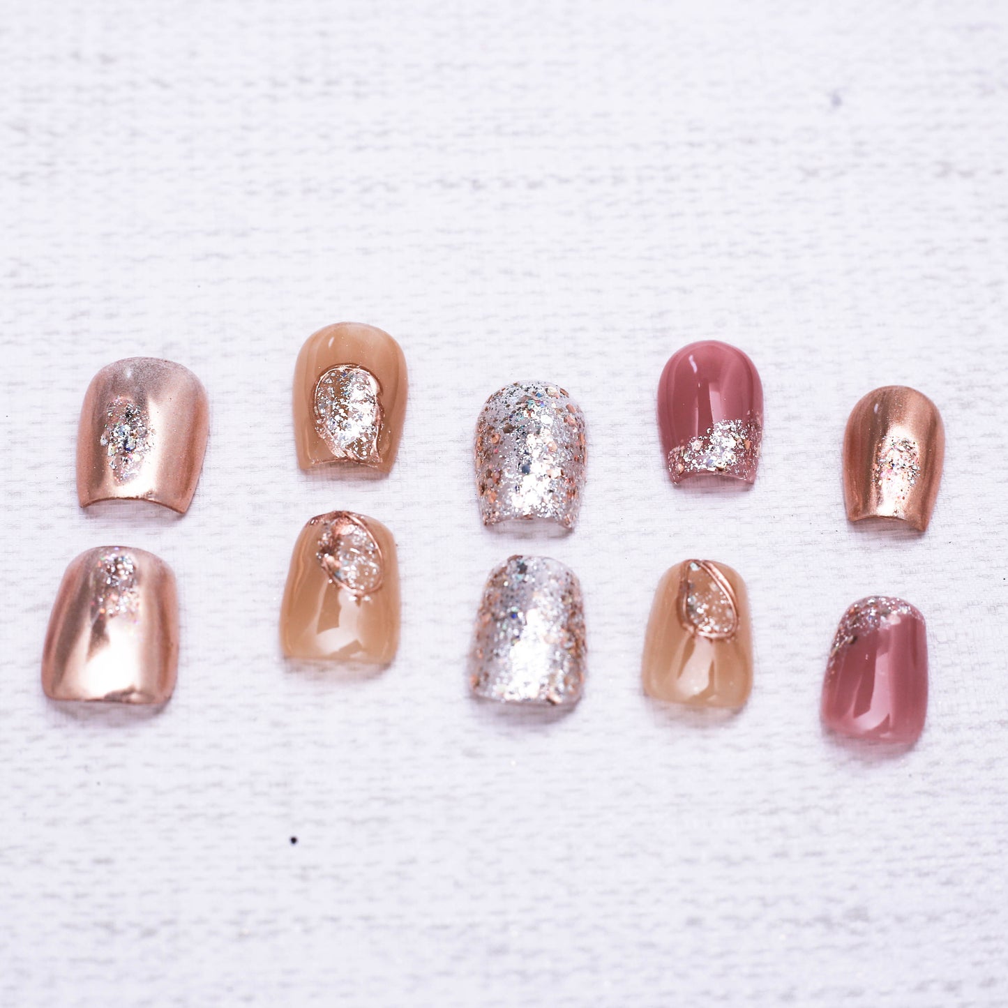 Glittering Copper Elegance Press On Nail