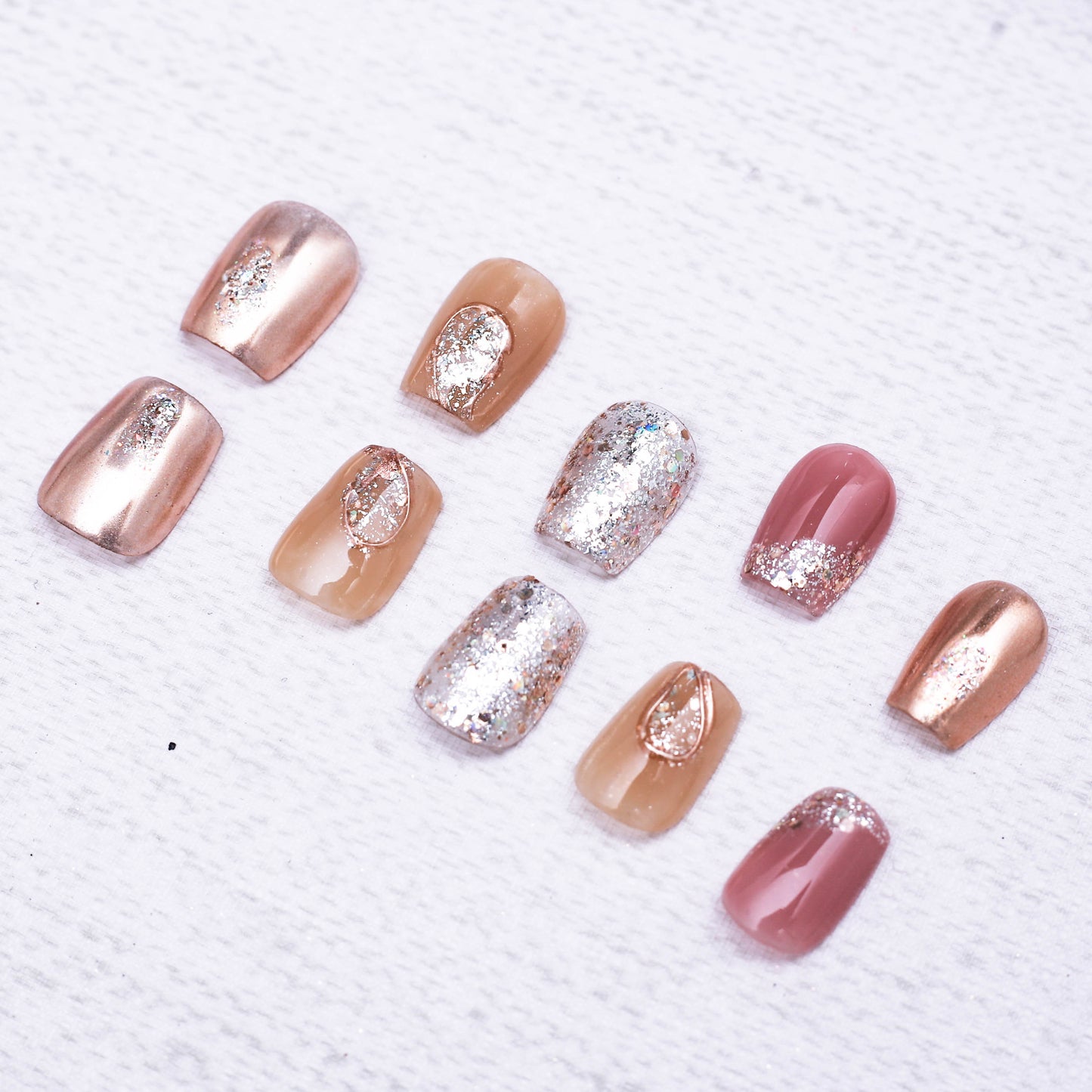 Glittering Copper Elegance Press On Nail