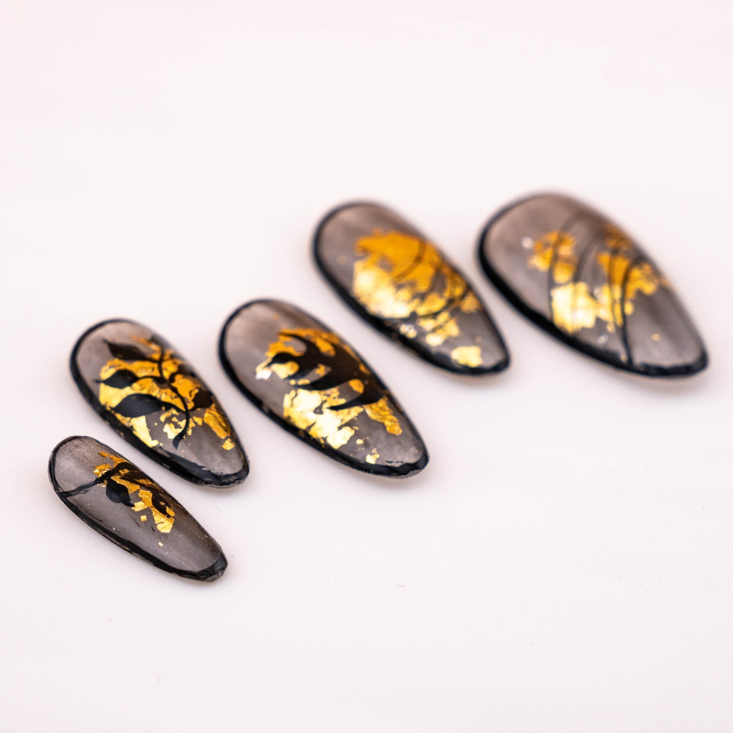 Ombre Golden Falling Leaves Press On Nail