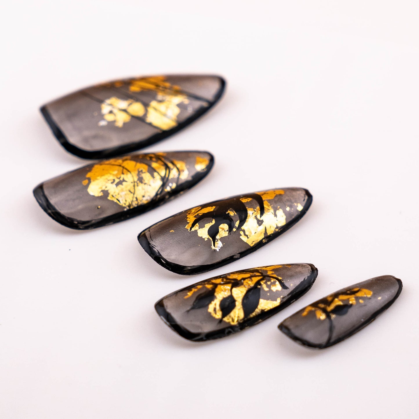 Ombre Golden Falling Leaves Press On Nail