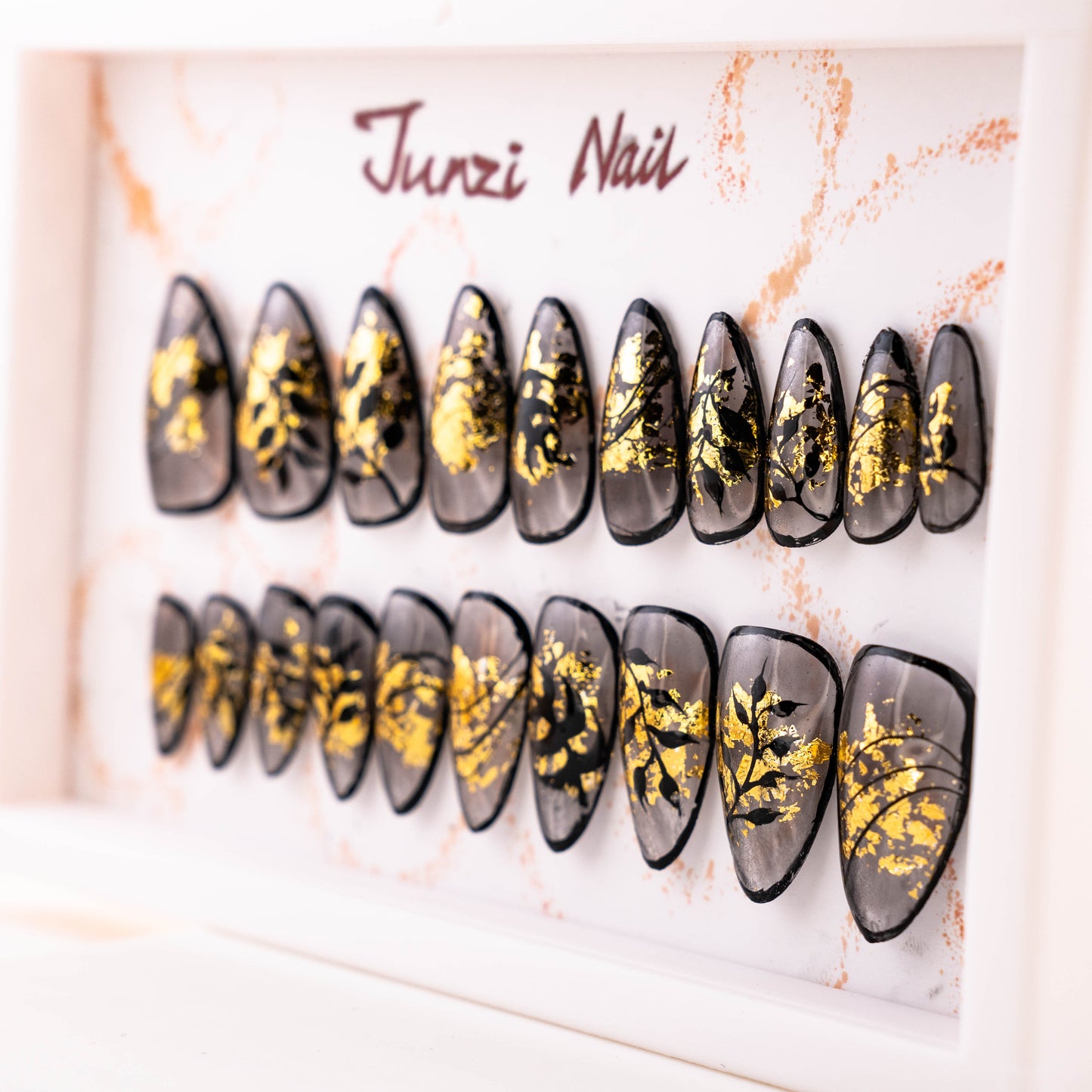 Ombre Golden Falling Leaves Press On Nail