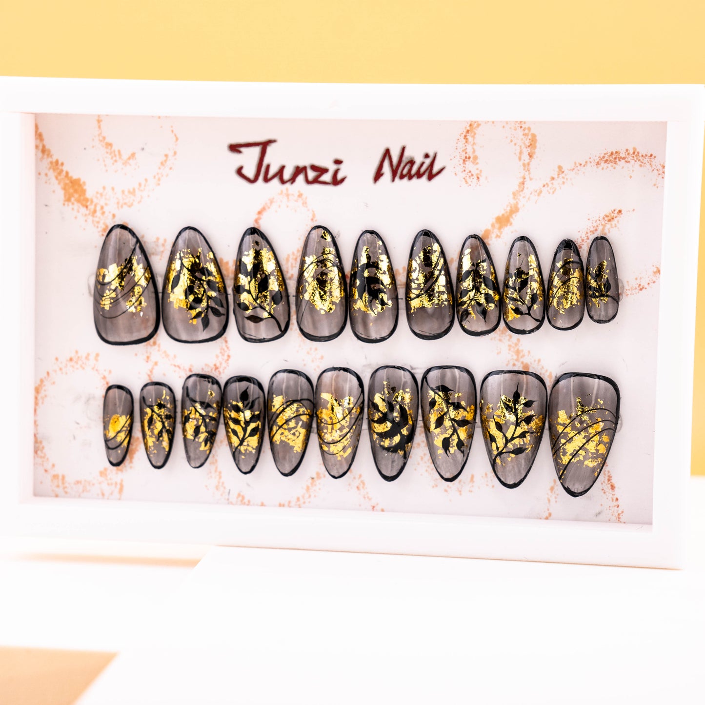 Ombre Golden Falling Leaves Press On Nail