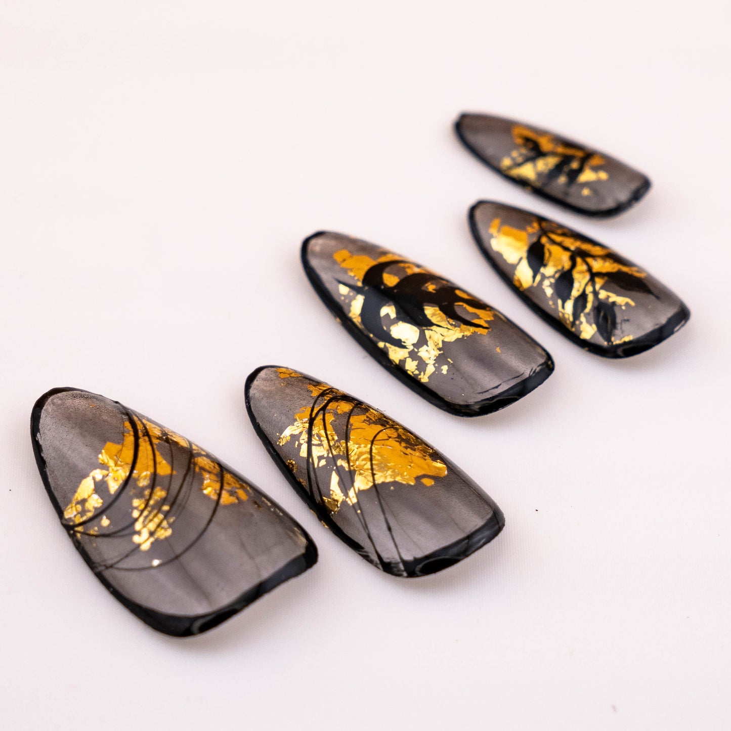 Ombre Golden Falling Leaves Press On Nail