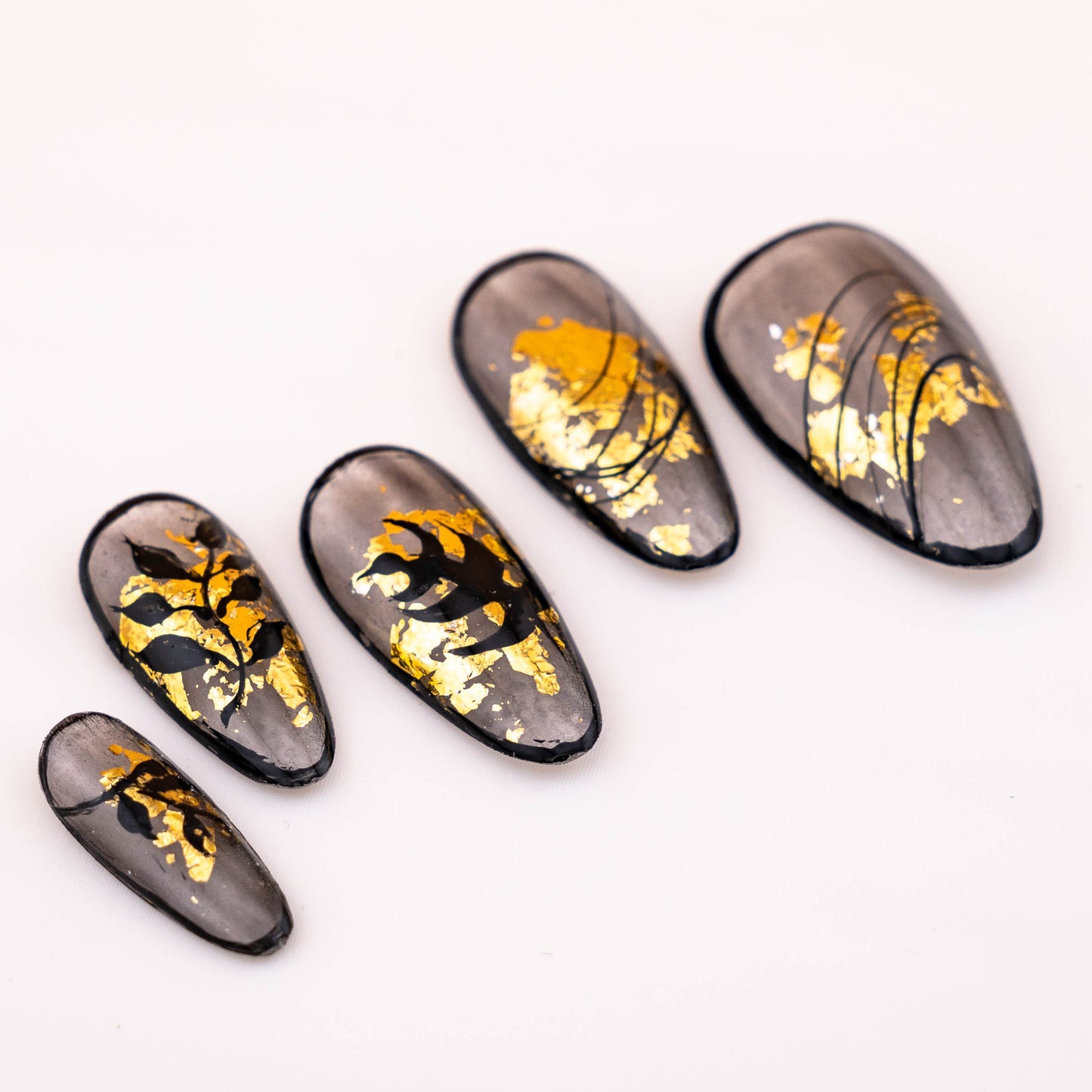 Ombre Golden Falling Leaves Press On Nail