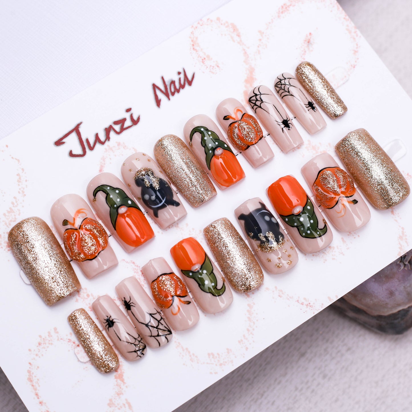Glittering Halloween Harvest Press On Nail
