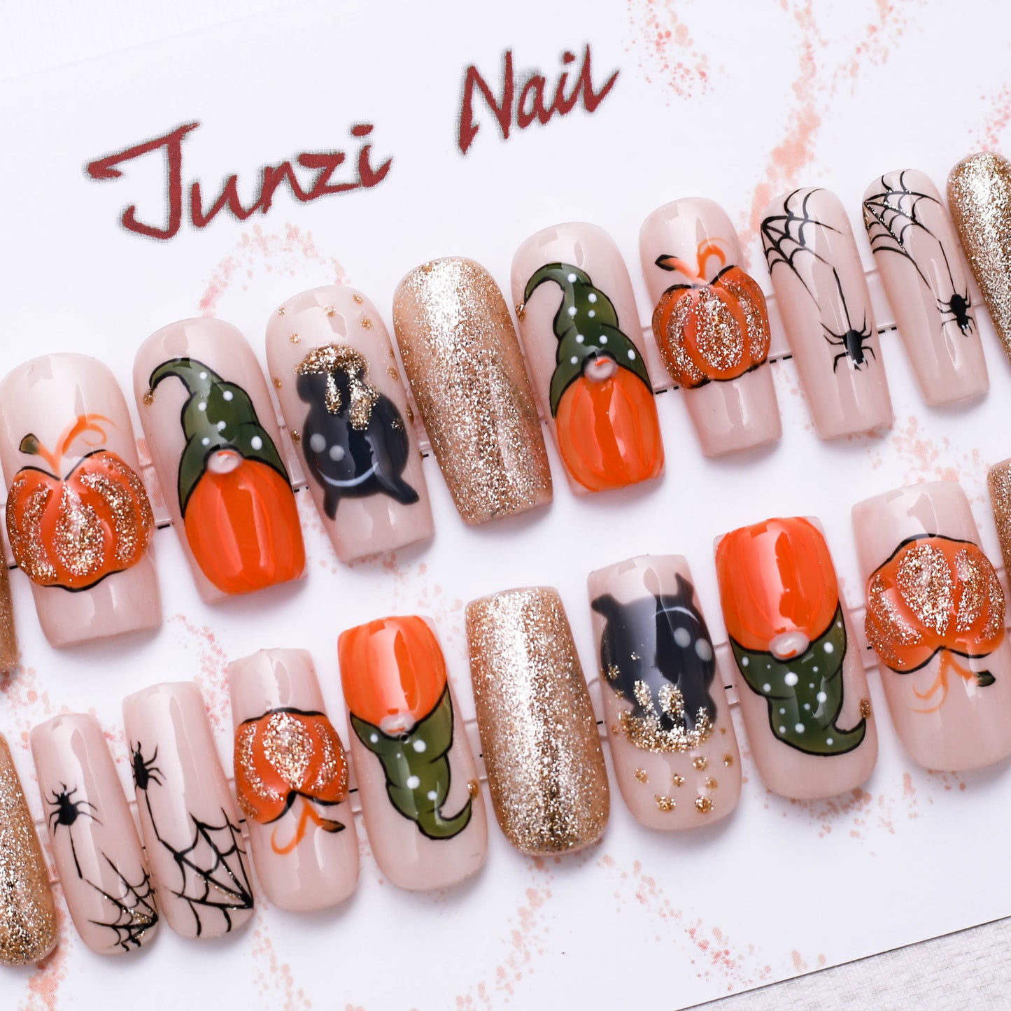 Glittering Halloween Harvest Press On Nail