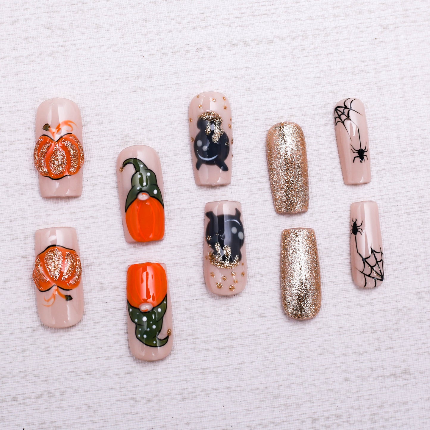 Glittering Halloween Harvest Press On Nail