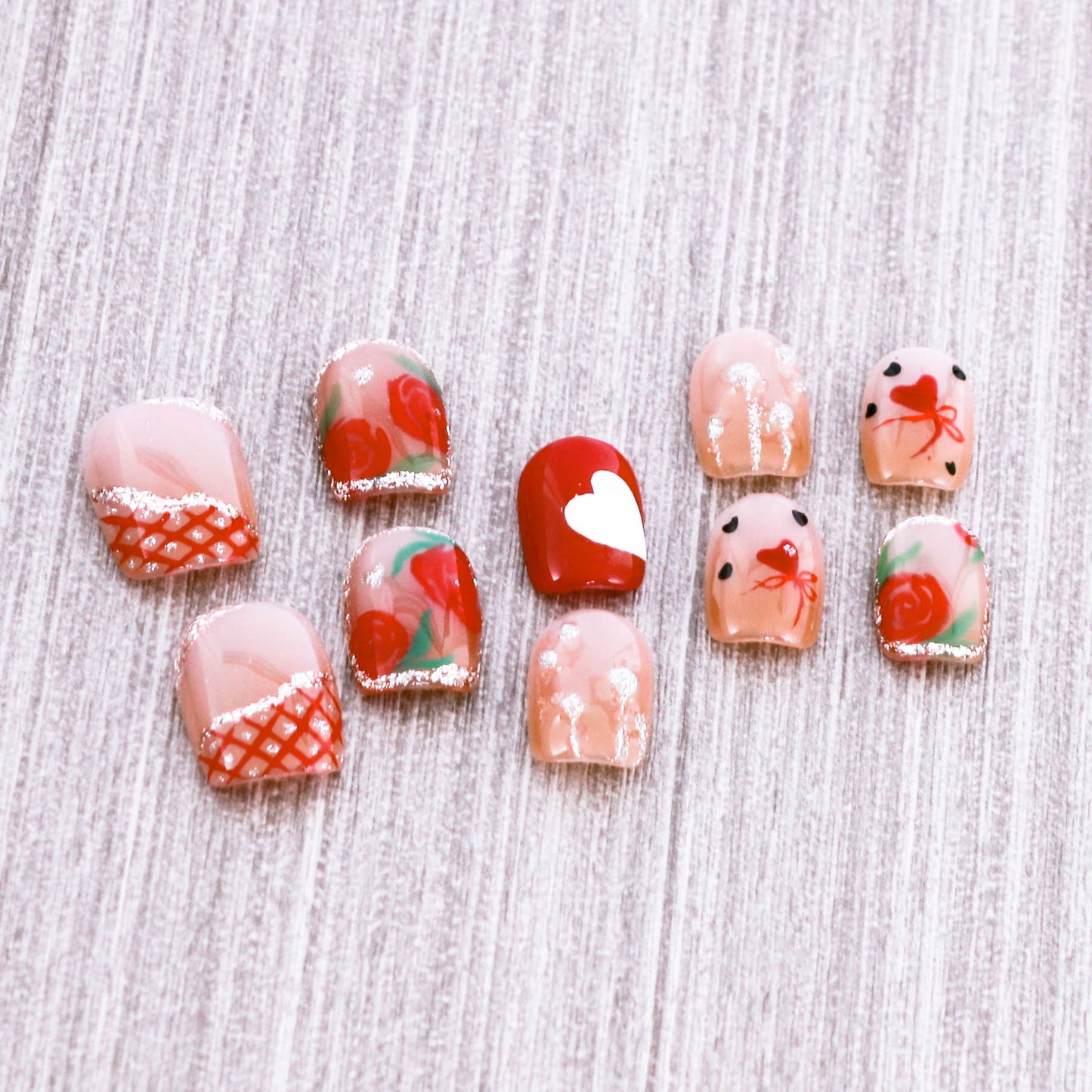 Strawberry Charmeuse Rosy Press on Nail