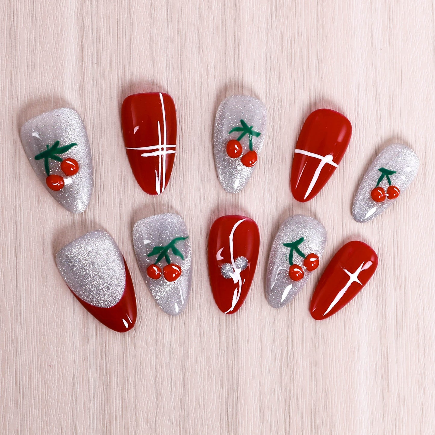 Cherry Sparkle Delight Press On Nails
