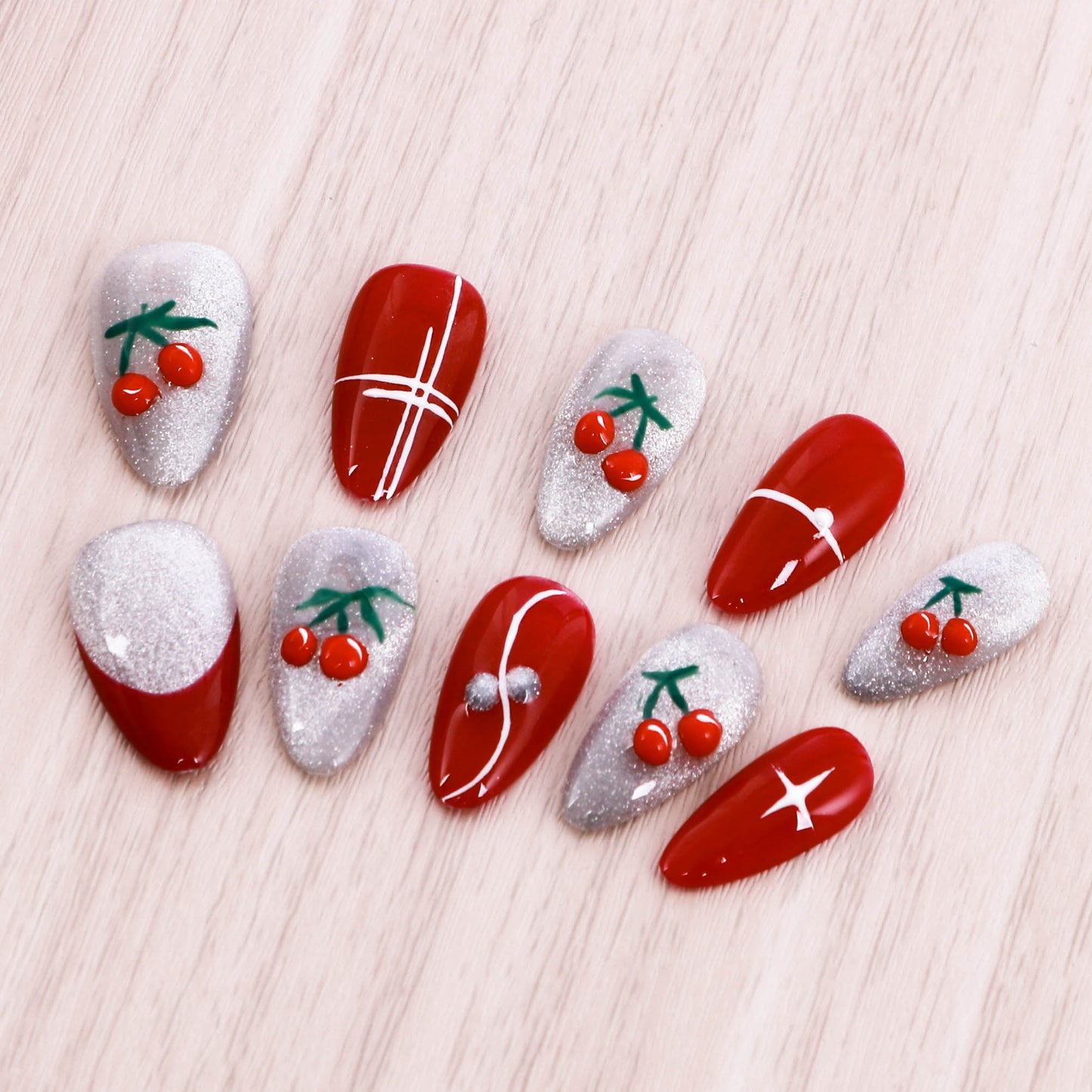 Cherry Sparkle Delight Press On Nails