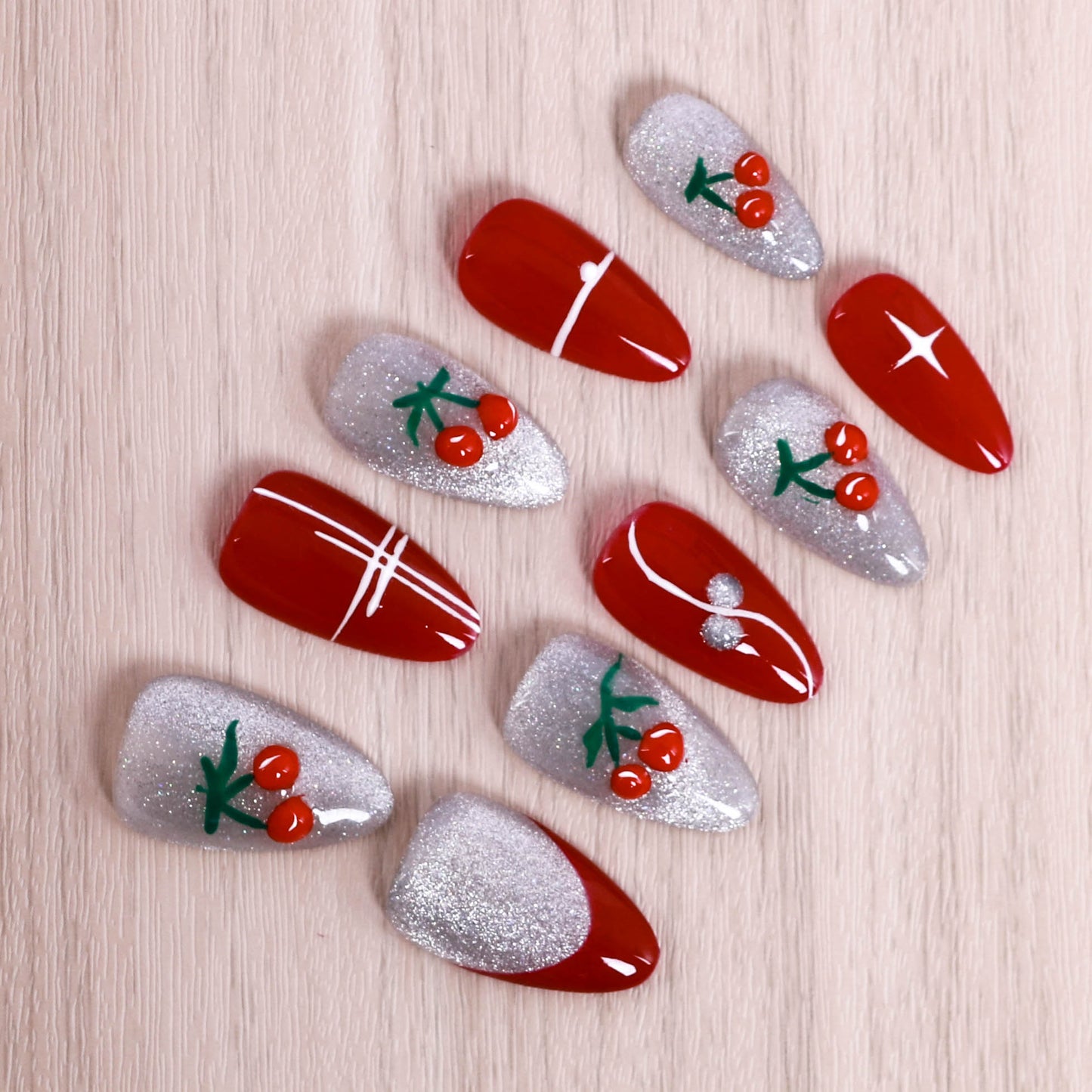 Cherry Sparkle Delight Press On Nails