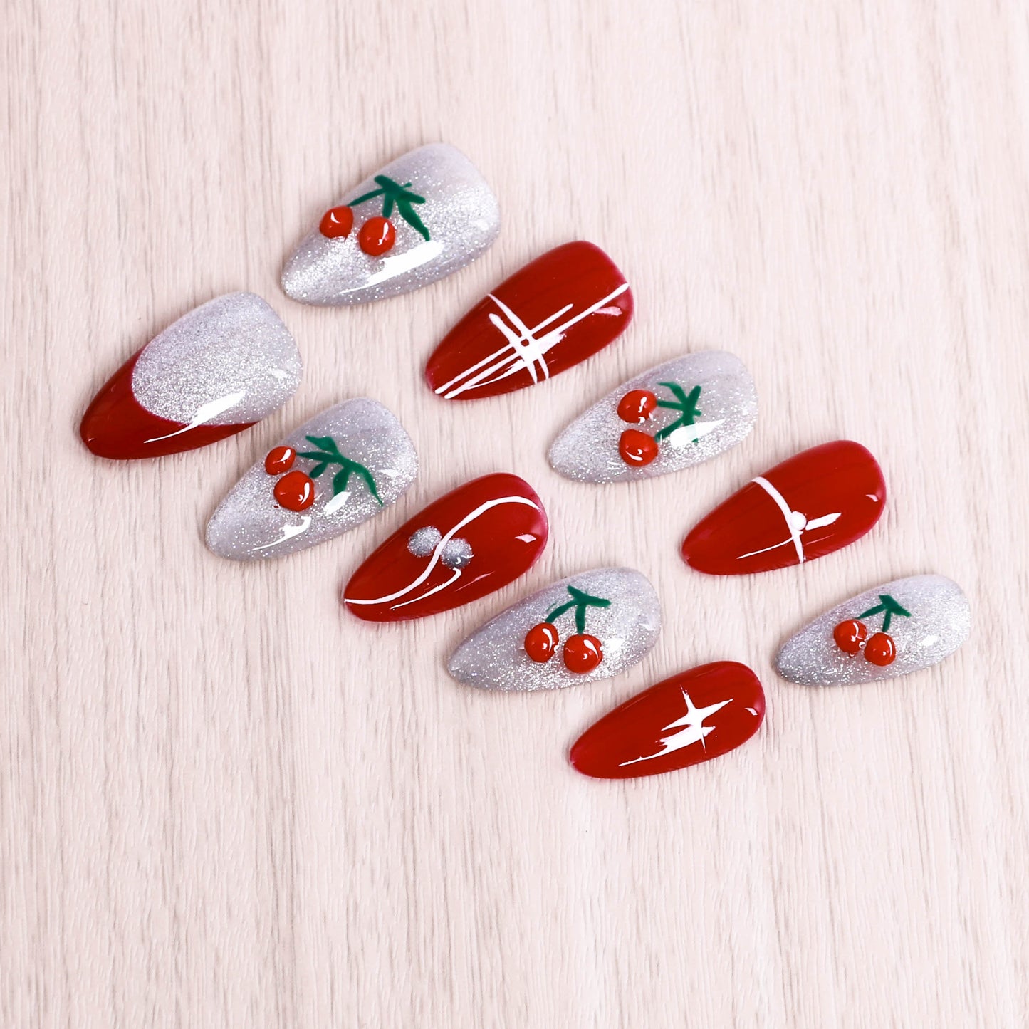 Cherry Sparkle Delight Press On Nails