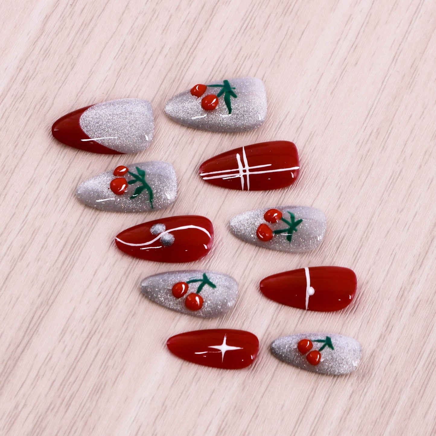 Cherry Sparkle Delight Press On Nails