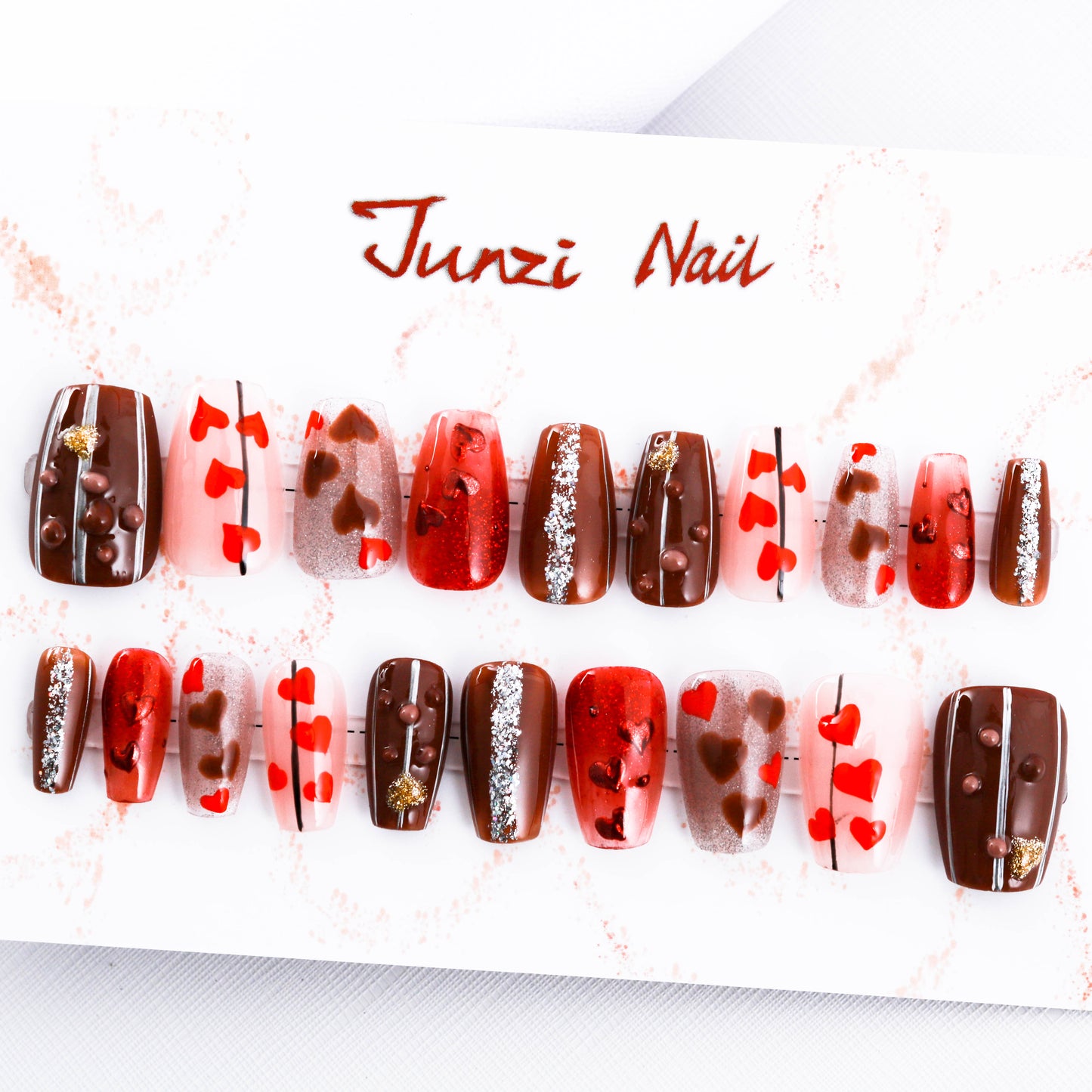 Chocolatier's Charm Glitter Valentine Press On Nail