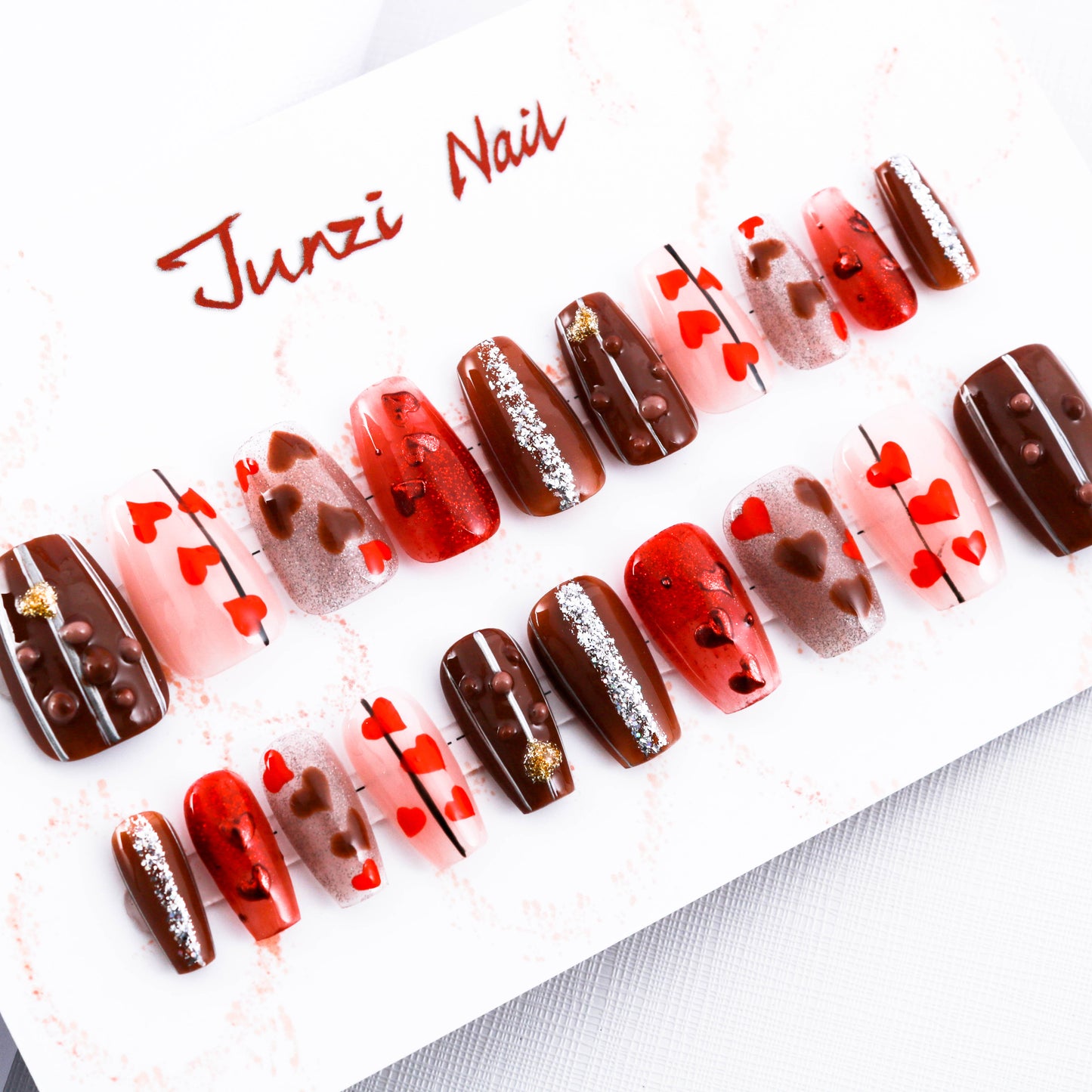 Chocolatier's Charm Glitter Valentine Press On Nail