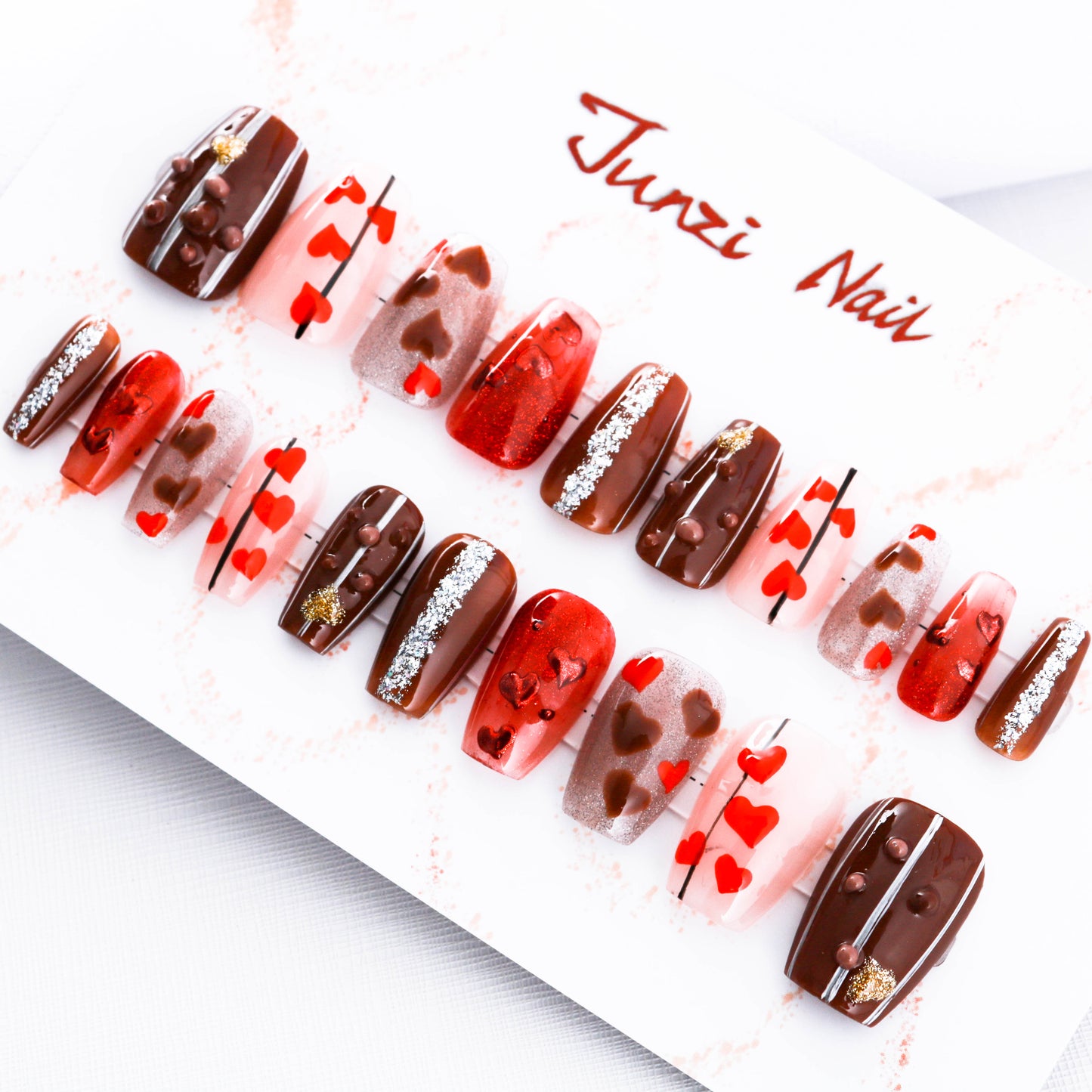 Chocolatier's Charm Glitter Valentine Press On Nail