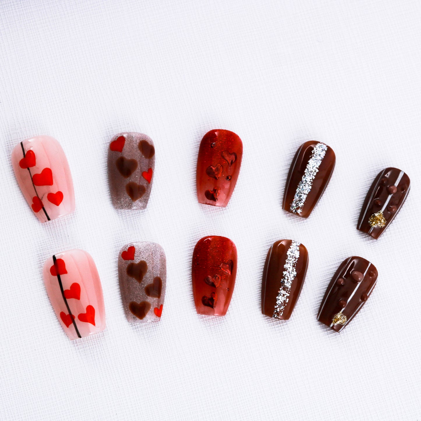 Chocolatier's Charm Glitter Valentine Press On Nail