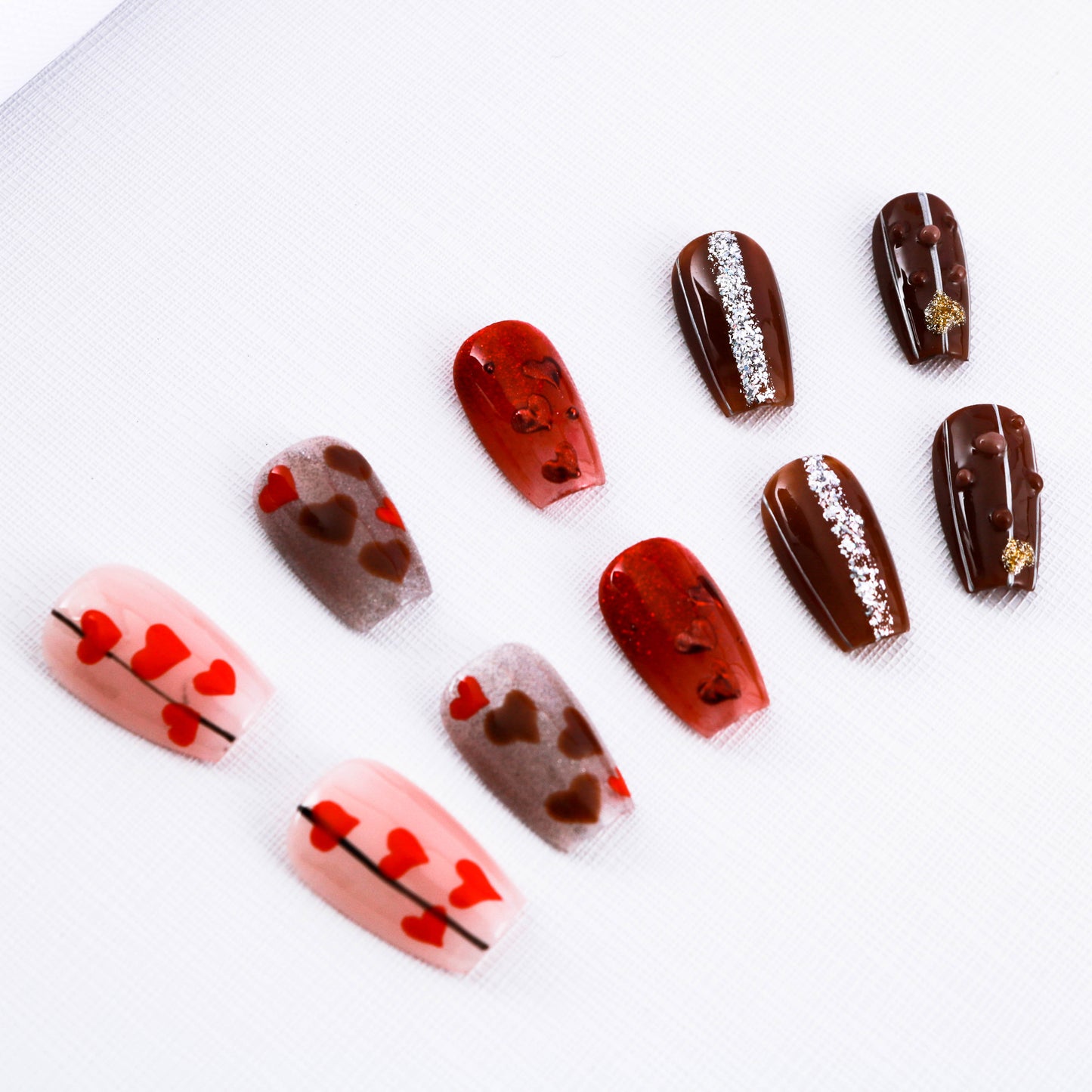 Chocolatier's Charm Glitter Valentine Press On Nail