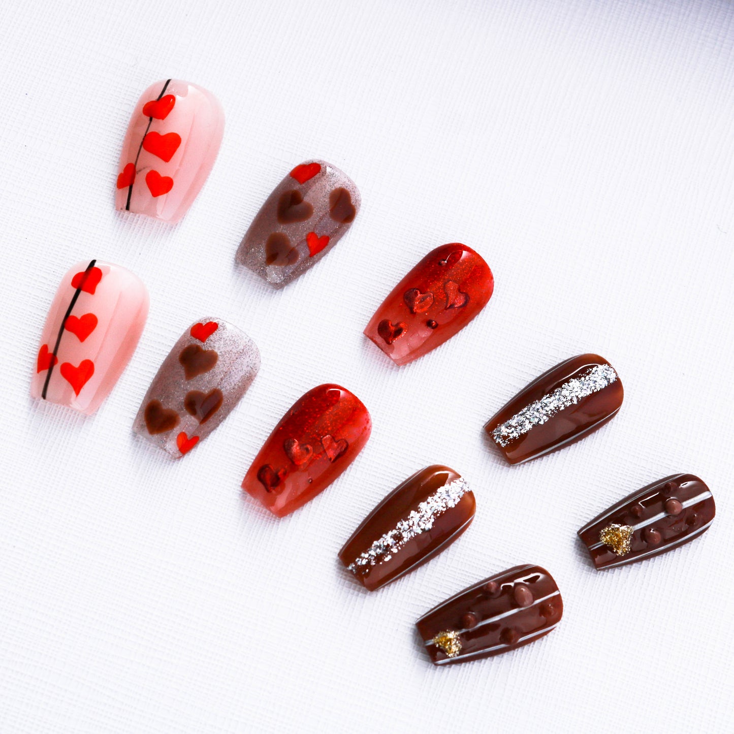 Chocolatier's Charm Glitter Valentine Press On Nail